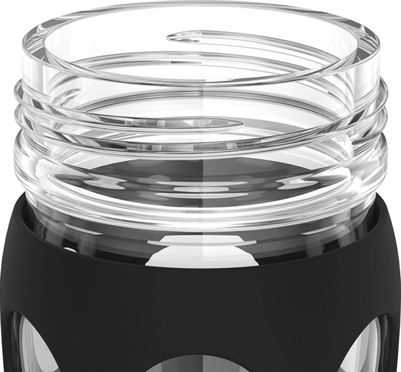 Lifefactory 16-Ounce BPA-Free Glass Water Bottle with Classic Cap and Protective Silicone Sleeve, Onyx - Image 1